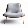 Lounge chair with wood frame and gray fabric upholstery 70 x 70 x 80cm