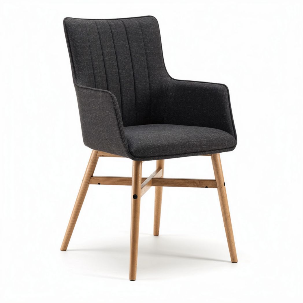 Fabric upholstered dining chair with wooden legs in gray 50 x 60 x 85cm