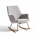 Rocking chair in gray fabric with wooden base 80 x 70 x 90cm