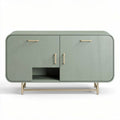 Green wood sideboard cabinet with gold handles and open shelf 100 x 40 x 70cm