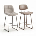 Bar stool set with fabric seat and metal frame in gray and brown 45 x 45 x 90cm