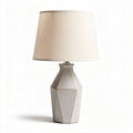Geometric ceramic table lamp with fabric shade 20 x 20 x 35cm beige