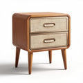 Wooden nightstand with woven drawer fronts and tapered legs 40 x 40 x 50cm