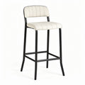 Metal frame bar stool with upholstered seat and back in cream color 40 x 40 x 100cm