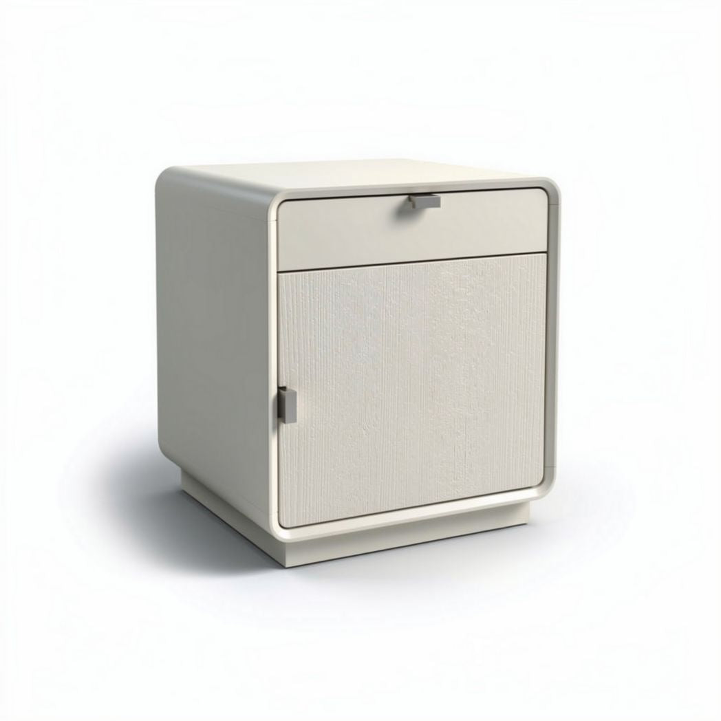 White bedside table with one drawer and one door dimensions 40 x 40 x 45cm