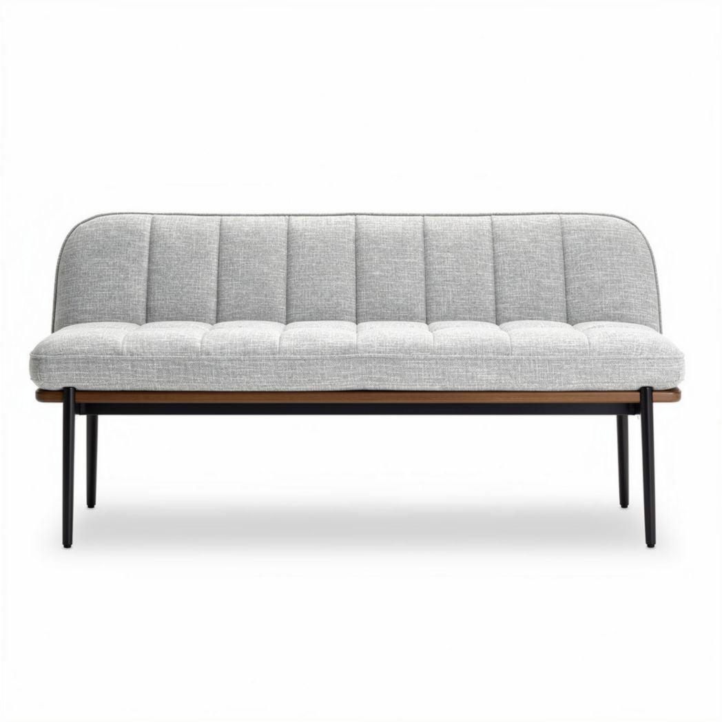 Fabric upholstered sofa with wooden base 150 x 80 x 75cm grey color