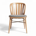 Solid wood dining chair with gray upholstered seat and curved back 45 x 50 x 85cm